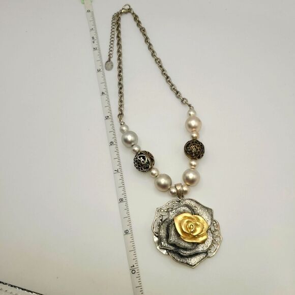 EFM Rose necklace Silver and Gold Rose Pendant Necklace - Picture 7 of 10